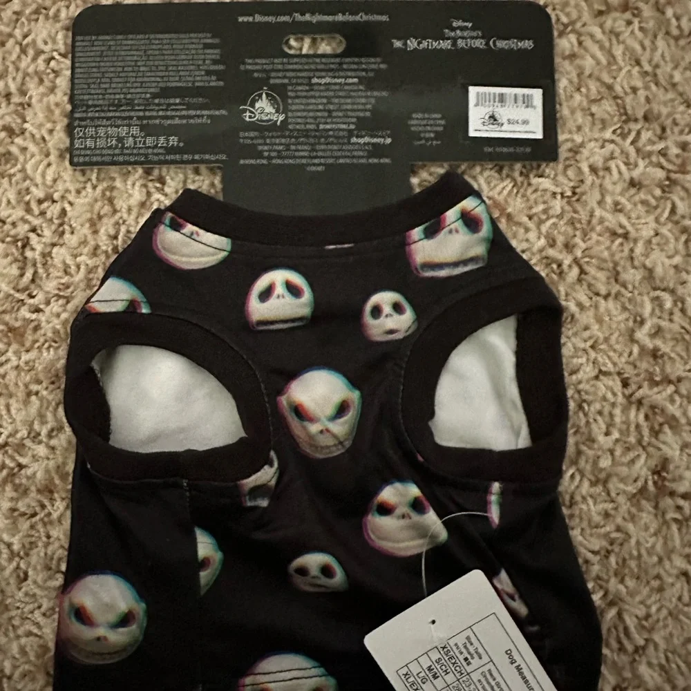 Disney Black Pet T-Shirt with Skull Pattern NBC size S/NWOT 926